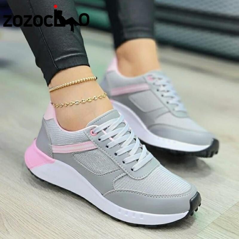 2023 pantofi noi pentru femei, la modă, culori mixte, pane, pantofi sport, plasă, respirabil, cu șireturi, ocazional, pantofi vulcanizați pentru femei