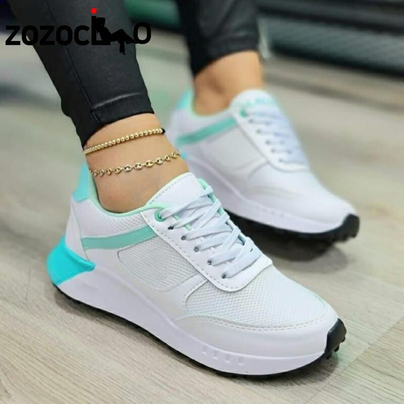 2023 pantofi noi pentru femei, la modă, culori mixte, pane, pantofi sport, plasă, respirabil, cu șireturi, ocazional, pantofi vulcanizați pentru femei