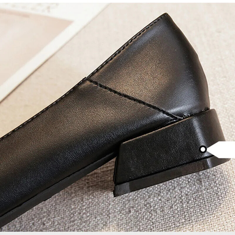 Γυναικεία Κομψά Τετράγωνα Δάχτυλα 3 εκ. Παπούτσια με ψηλά τακούνια Γυναικεία ρετρό δερμάτινα χαμηλά τακούνια Lady White Cute Outside Loafer Platform παπούτσια