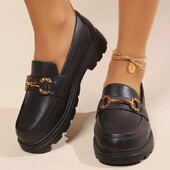 Pantofi Feminin 2024 Mocasini de marca Papuci de dama Vanzare calda Pompi de birou Femei Decoratiuni metalice Slip on Pantofi cu toc patrat jos pentru femei