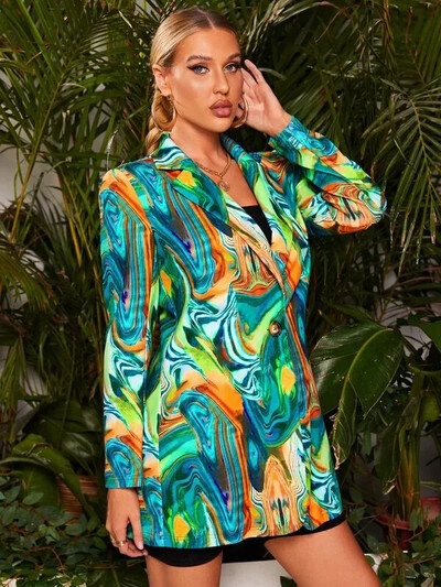 Mood vabaaja bleiser naistele, mitte positsioneeriv trükitud ülikond, õhuke mantel Ropa Mujer värvilised bleiserid, uus Y2k jakk Naiste riided