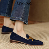 RYAMAG Mocasini de dama Pantofi plati retro noi Mocasini Triomphe Slip-on Pantofi plati de dama cu cap patrat pantofi plat cu toc mic de lux