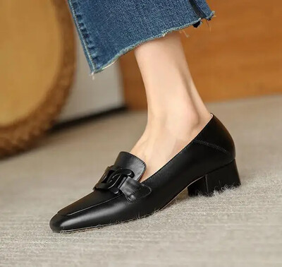 RYAMAG Mocasini de dama Pantofi plati retro noi Mocasini Triomphe Slip-on Pantofi plati de dama cu cap patrat pantofi plat cu toc mic de lux