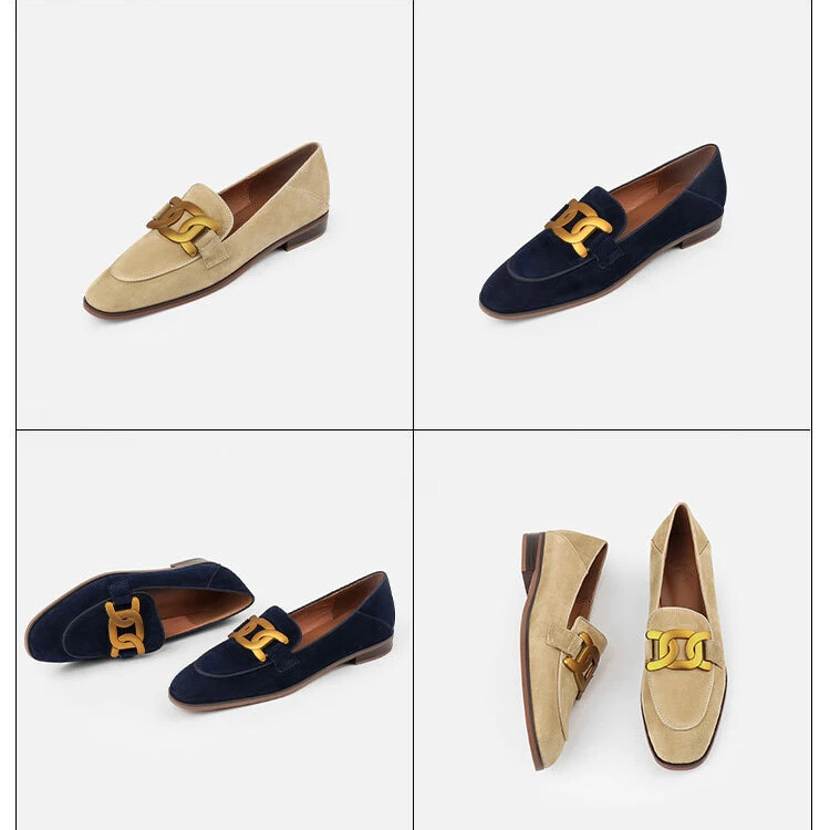 RYAMAG Mocasini de dama Pantofi plati retro noi Mocasini Triomphe Slip-on Pantofi plati de dama cu cap patrat pantofi plat cu toc mic de lux