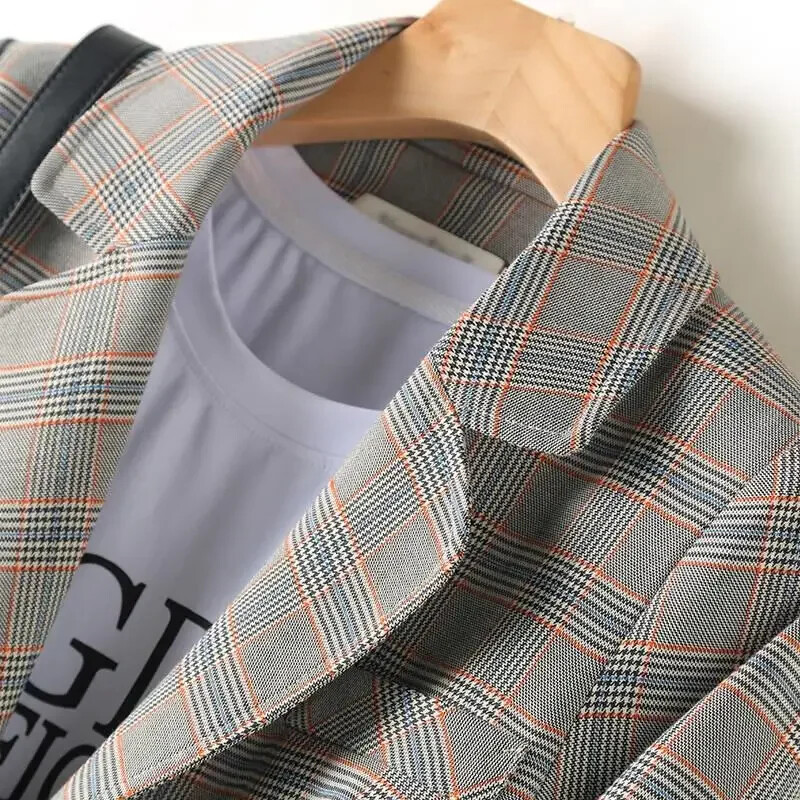 Sacouri noi Costume în carouri Femei Lucru Birou Doamnele Mâneci lungi Blazer casual de primăvară New Fashion Business Blazer Femei Jachetă Femei