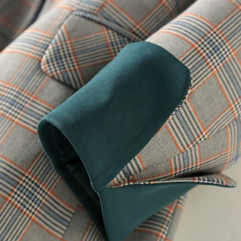 Sacouri noi Costume în carouri Femei Lucru Birou Doamnele Mâneci lungi Blazer casual de primăvară New Fashion Business Blazer Femei Jachetă Femei