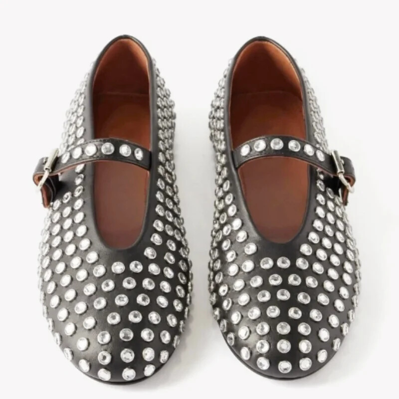 Disainer naiste lamedad kingad Diamond Rivet Mary Jane'i balletikingad Naiste lamedad ja mugavad naiste balletikingad Lolita kingad