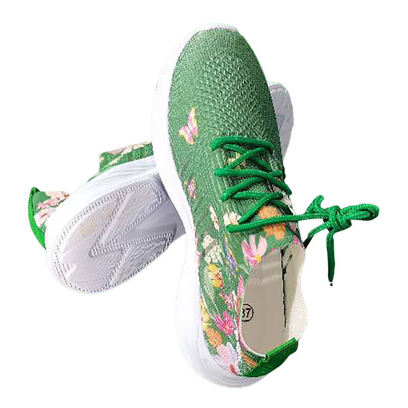 Naiste hingavad kudumisjalatsid Uued lendavad kudumistossud Võrgusilmast ümmarguse peaga pitsiga, pehme põhjaga mugavad tossud naistele