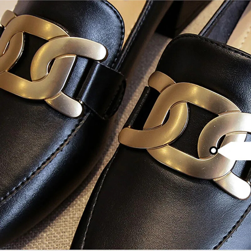 2024 Ženske elegantne cipele s visokim petama od 3 cm s četvrtastim prstima Ženske cipele s metalnom kopčom Luksuzni brend Dizajnerske niske potpetice Ženske retro natikače Cipele