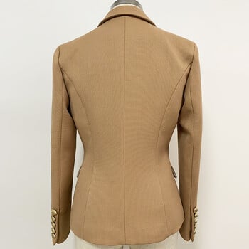 HIGH STREET 2024 Νέος Σχεδιαστής Μόδας Blazer Γυναικεία Lion Buttons Double Breasted Pique Blazer Jacket Brown