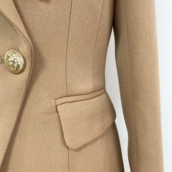 HIGH STREET 2024 Νέος Σχεδιαστής Μόδας Blazer Γυναικεία Lion Buttons Double Breasted Pique Blazer Jacket Brown