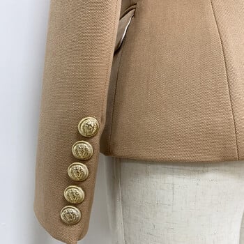 HIGH STREET 2024 Νέος Σχεδιαστής Μόδας Blazer Γυναικεία Lion Buttons Double Breasted Pique Blazer Jacket Brown