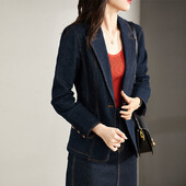 Uus 202. kevade sügise vintage bleiser naiste teksad jakk vabaaja topid lahtised lühikesed teksapüksid välisrõivad, naiste põhimantel, ülerõivad