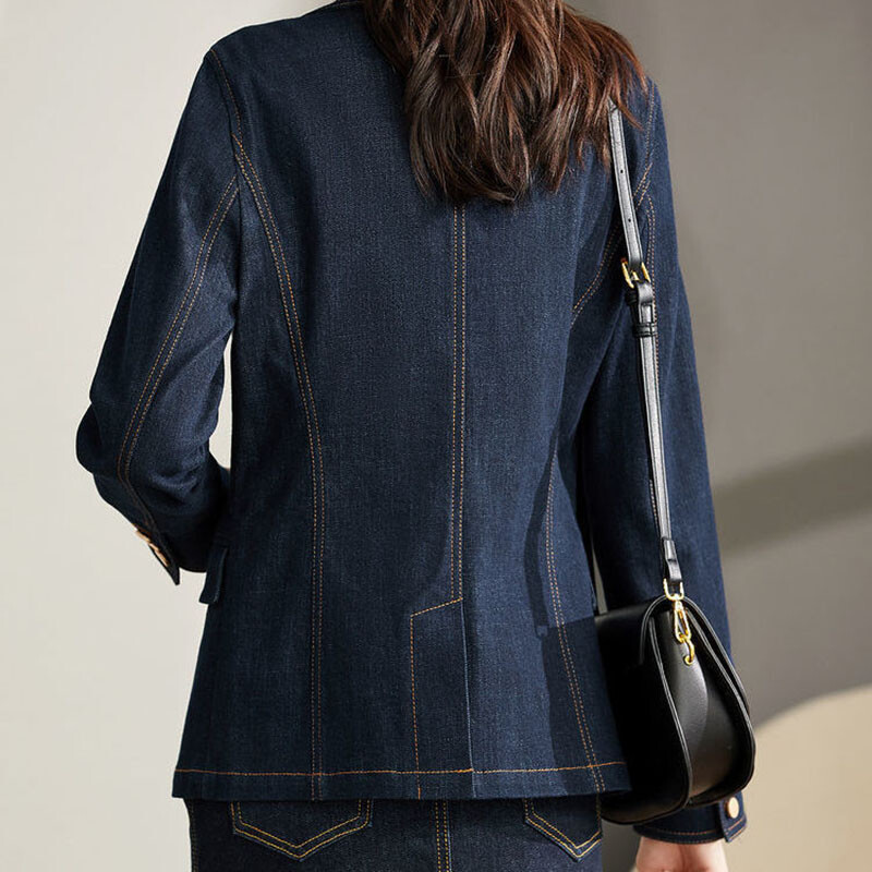 Uus 202. kevade sügise vintage bleiser naiste teksad jakk vabaaja topid lahtised lühikesed teksapüksid välisrõivad, naiste põhimantel, ülerõivad