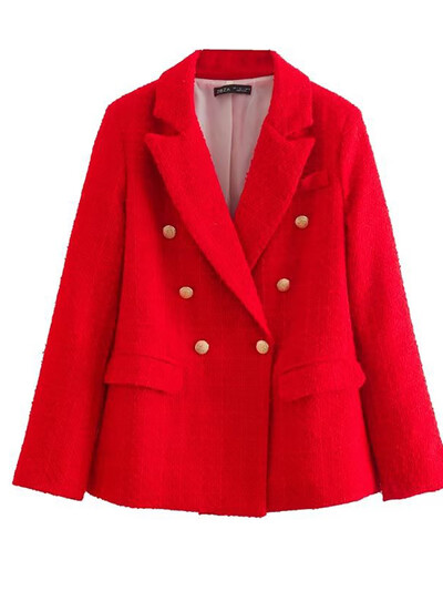 Fitshinling Fashion Uus Tweed bleiser naistele Rõivad Sügistalvised nööbid Õhuke jakk Mantel Naiste pealistaskud Ülerõivaste allahindlus