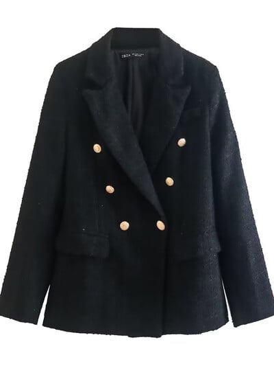 Fitshinling Fashion Uus Tweed bleiser naistele Rõivad Sügistalvised nööbid Õhuke jakk Mantel Naiste pealistaskud Ülerõivaste allahindlus