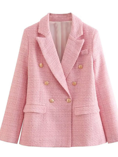 Fitshinling Fashion Uus Tweed bleiser naistele Rõivad Sügistalvised nööbid Õhuke jakk Mantel Naiste pealistaskud Ülerõivaste allahindlus