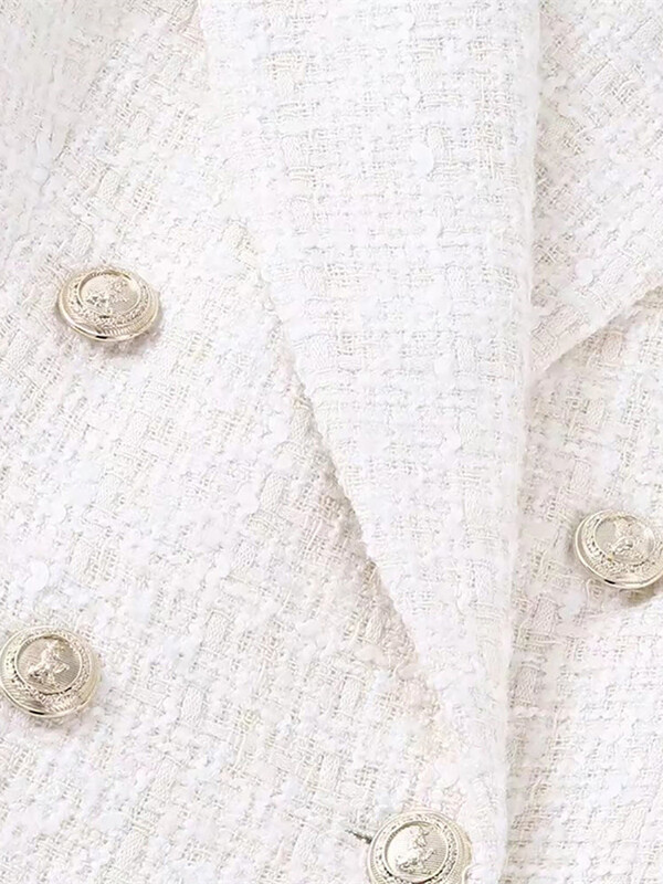 Fitshinling Fashion Uus Tweed bleiser naistele Rõivad Sügistalvised nööbid Õhuke jakk Mantel Naiste pealistaskud Ülerõivaste allahindlus