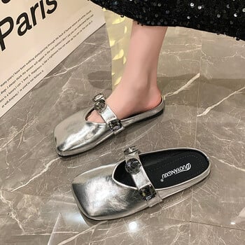 Νέες παντόφλες με χαμηλό τακούνι Summer Close Toe Outdoor Mules Casual Pumps Street Style Mum\'s Sandal Slip On Half Slippers Loafers