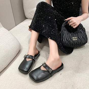 Νέες παντόφλες με χαμηλό τακούνι Summer Close Toe Outdoor Mules Casual Pumps Street Style Mum\'s Sandal Slip On Half Slippers Loafers