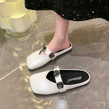 Νέες παντόφλες με χαμηλό τακούνι Summer Close Toe Outdoor Mules Casual Pumps Street Style Mum\'s Sandal Slip On Half Slippers Loafers