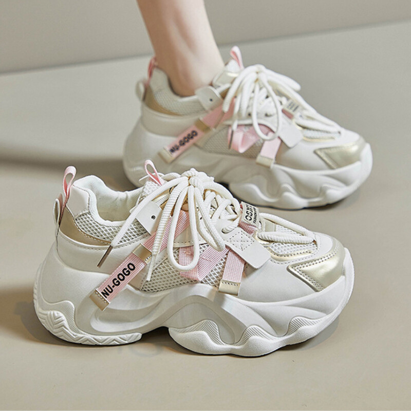 Pantofi de sport pentru femei, cu talpă groasă, pantofi ocazi, pantofi cu plasă, respirabili, pantofi sport pentru alergare, pantofi casual