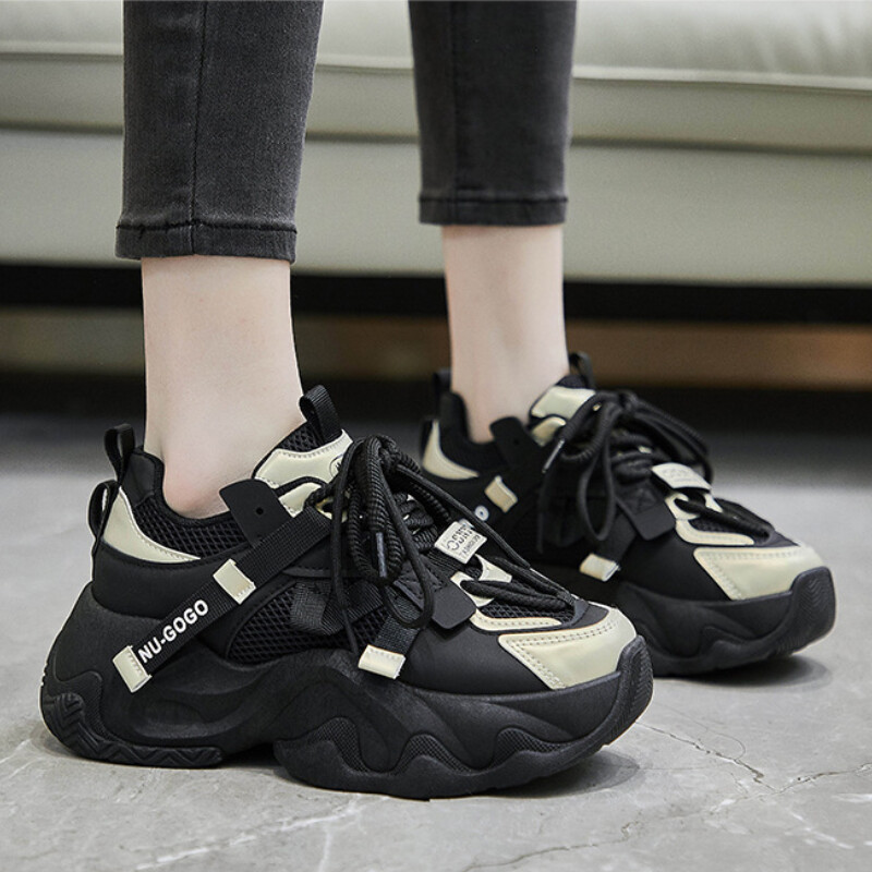 Pantofi de sport pentru femei, cu talpă groasă, pantofi ocazi, pantofi cu plasă, respirabili, pantofi sport pentru alergare, pantofi casual