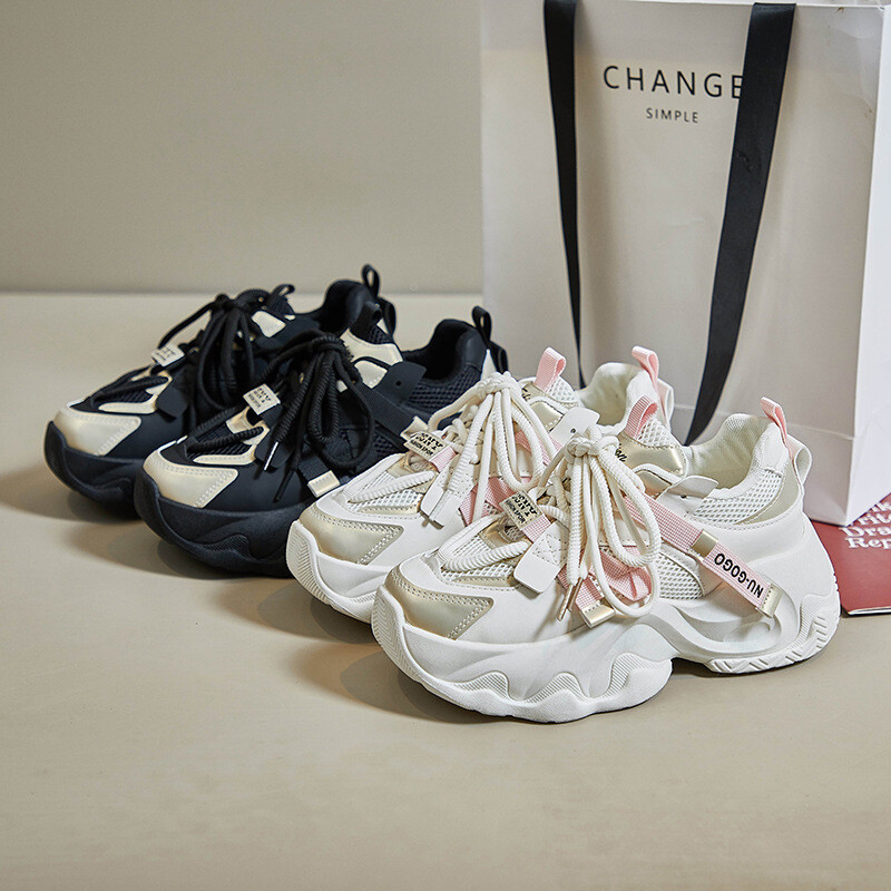 Pantofi de sport pentru femei, cu talpă groasă, pantofi ocazi, pantofi cu plasă, respirabili, pantofi sport pentru alergare, pantofi casual