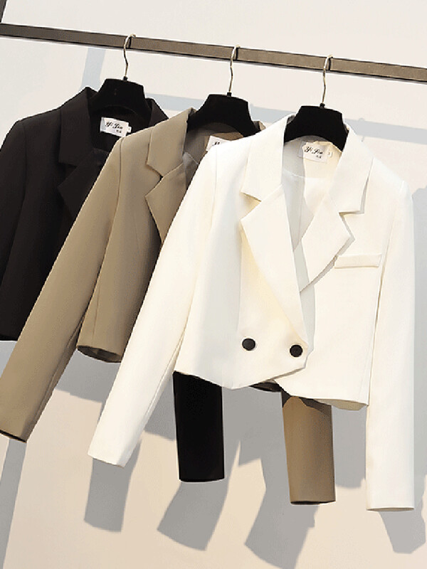 jmprs Modni ženski blejzer dugih rukava, elegantna kratka jakna s urezanim ovratnikom, korejski jesenski ženski kaput