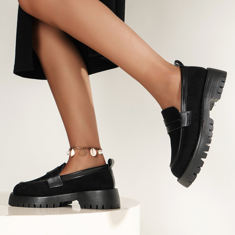 Proljeće/jesen Ženske cipele na cipele za van, niske pete, okrugle vrhove, cipele na tanke cipele, jednobojne cipele s platformom za žene 2024.