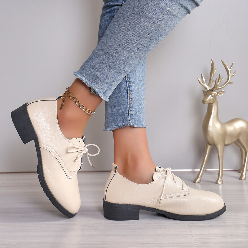 Proljeće i jesen 2024. Nove ženske modne vrpce s okruglom glavom i udobne cipele na petu veličine 36-43