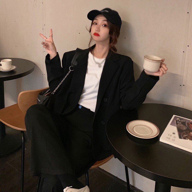 Naiste ülikond, üliõpilase lihtne Korea stiilis mantel, väikese lõhnaga temperament, mood, esmaklassiline Korea versioon