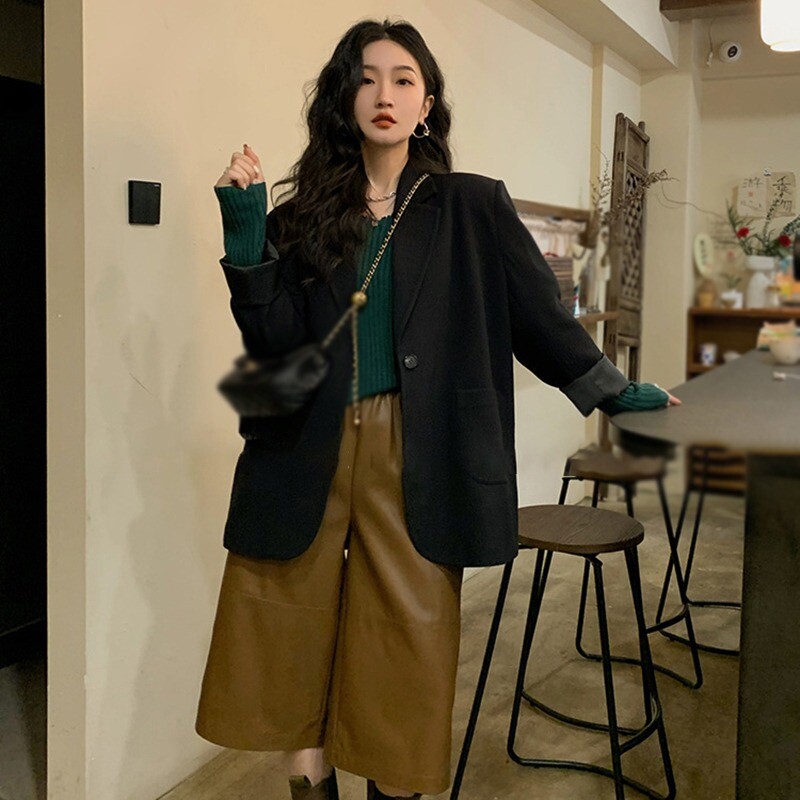 Naiste ülikond, üliõpilase lihtne Korea stiilis mantel, väikese lõhnaga temperament, mood, esmaklassiline Korea versioon