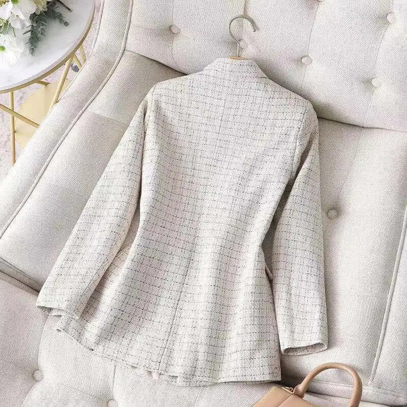 2023. Novi proljetni karirani ženski sako, modna jakna, elegantna uredska klasična, šik, temperamentna jakna, dugih rukava, ležerno odijelo, kaput