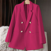 Свободно яке, едноцветно модно, модерно през 2024 г., есен, лято, малък костюм, офис дама, дамско облекло, ежедневно, елегантно палто, блейзър, дамско