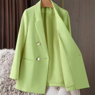 Свободно яке, едноцветно модно, модерно през 2024 г., есен, лято, малък костюм, офис дама, дамско облекло, ежедневно, елегантно палто, блейзър, дамско
