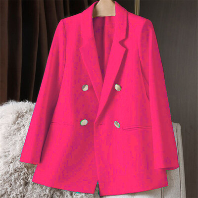 Свободно яке, едноцветно модно, модерно през 2024 г., есен, лято, малък костюм, офис дама, дамско облекло, ежедневно, елегантно палто, блейзър, дамско
