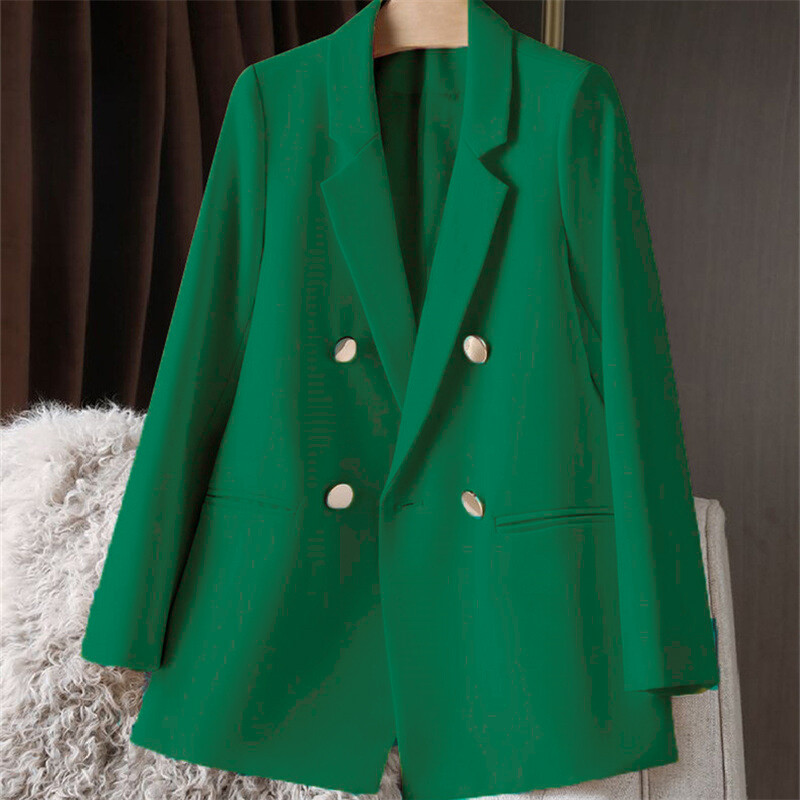 Свободно яке, едноцветно модно, модерно през 2024 г., есен, лято, малък костюм, офис дама, дамско облекло, ежедневно, елегантно палто, блейзър, дамско