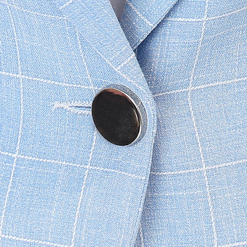 2022 Нови пролетни летни блейзъри Якета Тънък дамски костюм Връхни дрехи Корейски решетки 3/4 ръкав Дамски къси бизнес палта Ежедневни топове