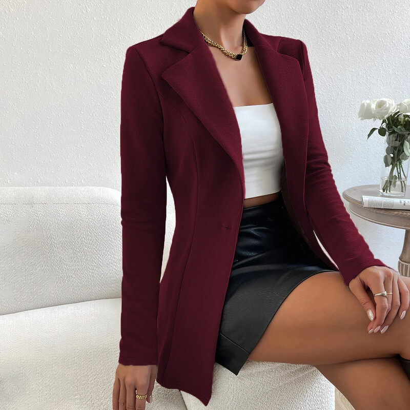 Temperamentul femeilor, țesătură furnică de culoare solidă, jachetă de costum subțire casual de primăvară și toamnă