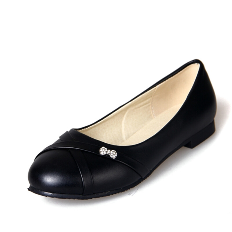 Suur suurus 47 Mood naiste tasapinnalised kingad Kevadised naiste balletikingad Ümmargune varbaosa Tahke must valge vabaajatöö jalanõud naistele