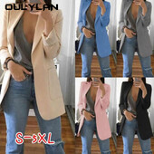 Madingi verslo kostiumai Moteriškas švarkas be mygtukų Prašmatnus moteriškas atviras laisvalaikio kostiumas Striukė Moteriškas švarkas Paltas Dydis s-3xl