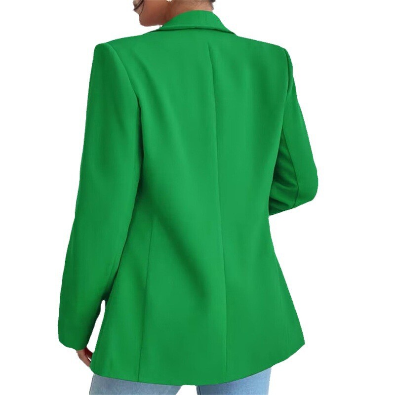 Ženski elegantni ležerni jednobojni sako Vintage Formalni poslovni šik sakoi Ženska gornja odjeća Uski kaputi s otvorenim šavovima dugih rukava