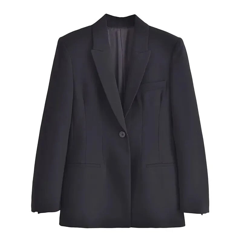 TRAF 2024 Paltoane de damă Blazer negru pentru femei, cu mânecă lungă, haine formale, haine de birou, jachetă de toamnă, elegantă, elegantă