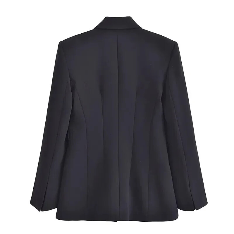 TRAF 2024 Paltoane de damă Blazer negru pentru femei, cu mânecă lungă, haine formale, haine de birou, jachetă de toamnă, elegantă, elegantă