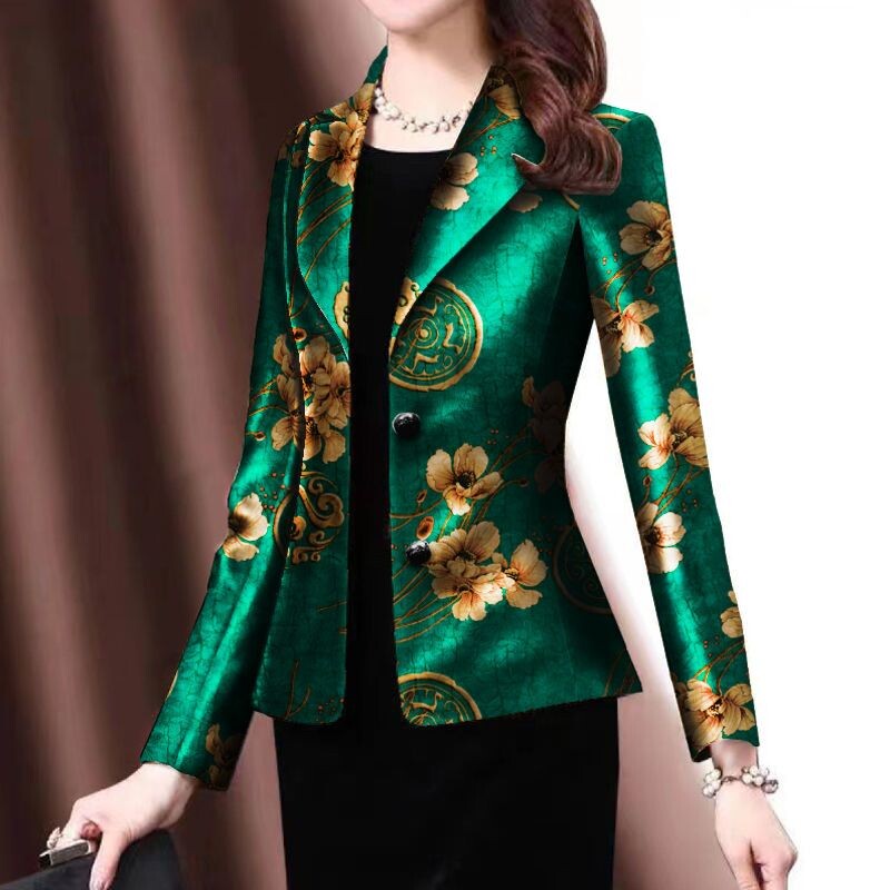 Naiste bleiser, kevadsügis, uus stiil, korea õhukese trükiga ülikond, temperament, elegantne mood naiste bleiser, üherealine top