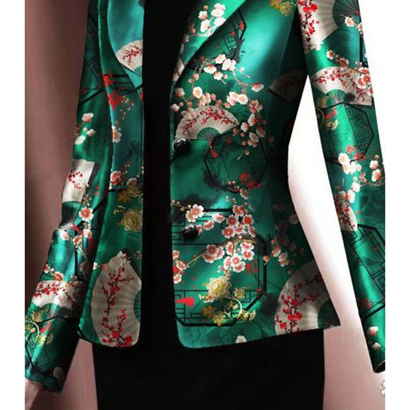 Naiste bleiser, kevadsügis, uus stiil, korea õhukese trükiga ülikond, temperament, elegantne mood naiste bleiser, üherealine top