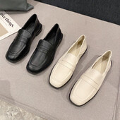 Pantofi femeie 2024 vârf rotund pantofi ocazional pentru femei Mocasini cu gură superficială cu oxford cu blană pantofi cu slip-on, toate se potrivesc, piele nouă Dre