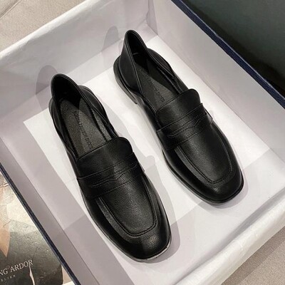Pantofi femeie 2024 vârf rotund pantofi ocazional pentru femei Mocasini cu gură superficială cu oxford cu blană pantofi cu slip-on, toate se potrivesc, piele nouă Dre