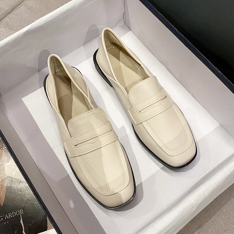 Pantofi femeie 2024 vârf rotund pantofi ocazional pentru femei Mocasini cu gură superficială cu oxford cu blană pantofi cu slip-on, toate se potrivesc, piele nouă Dre